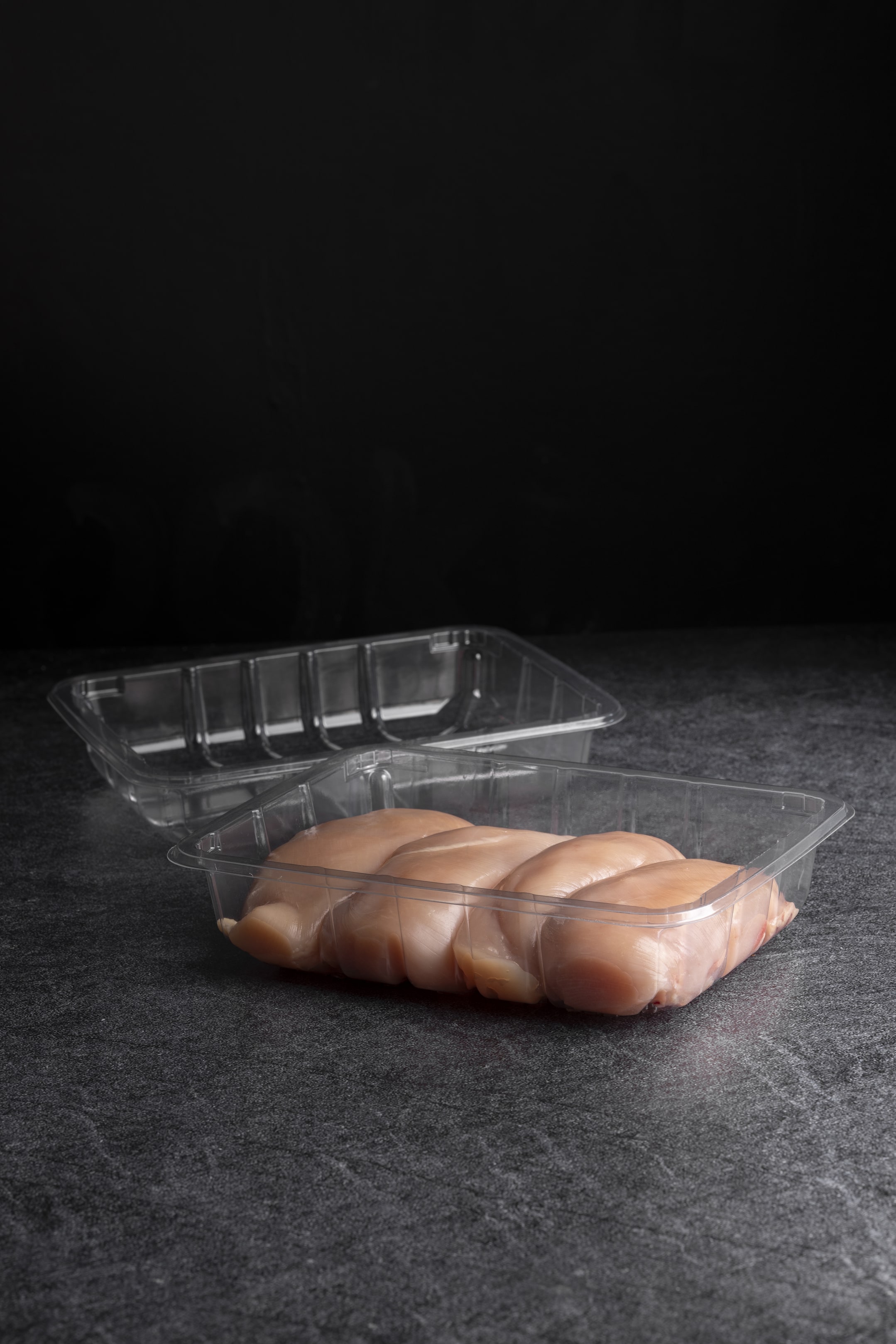 Yucca Packaging modified atmosphere packaging plastic tray packed with chicken fillets.
